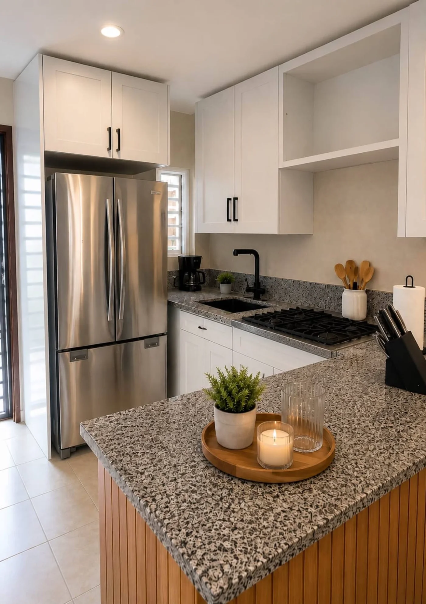 Cocina completa con nevera y estufa